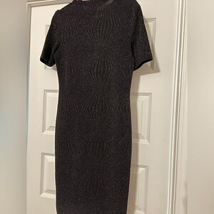 Gray Glitter Mini Dress with Raglan Sleeves